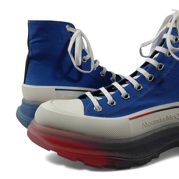 Alexander McQueen Mens Tread Slick Lace-Up Blue, Red & White Boots US 11 (0579) main image 9